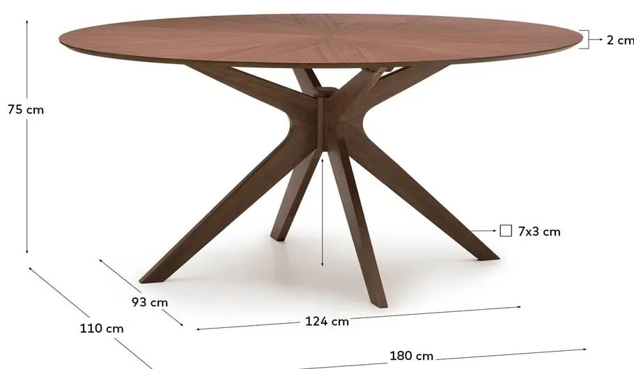 Stół z blatem w dekorze orzecha 110x180 cm Naanim – Kave Home