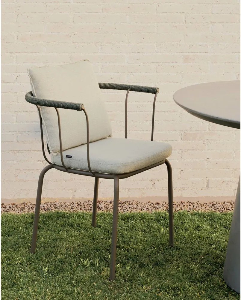 Zielono-beżowe metalowe krzesło ogrodowe Salguer – Kave Home