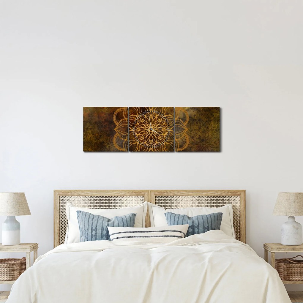 Obraz - Mandala radości (z zegarem) (90x30 cm)