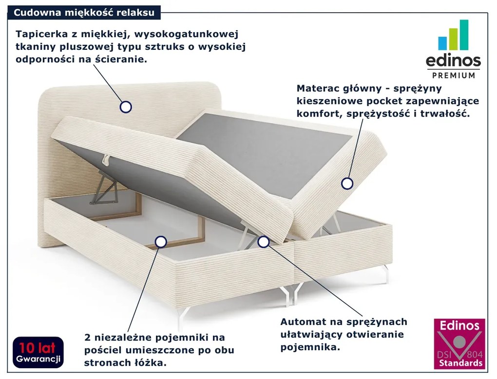 Kremowe łóżko kontynentalne 5 rozmiarów Z7-F36