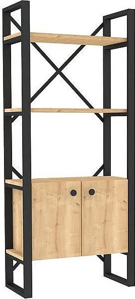 Regał na książki – 64 cm x 160 cm x 32 cm – szafirowy i czarny – metal i płyta wiórowa