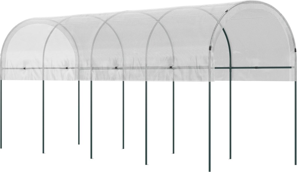 Outsunny Daszek ochronny dla roślin, półokrągły dach, stalowy stelaż, wytrzymała plandeka, biały, 4x1,2x1,7m | Aosom PL