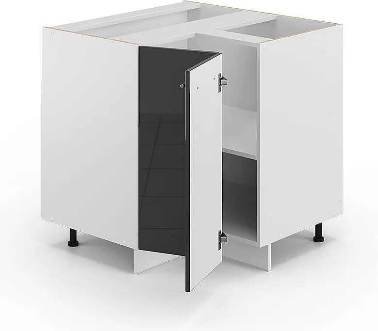 Szafka narożna antracyt wysoki połysk 80.5x60x82 fame-line