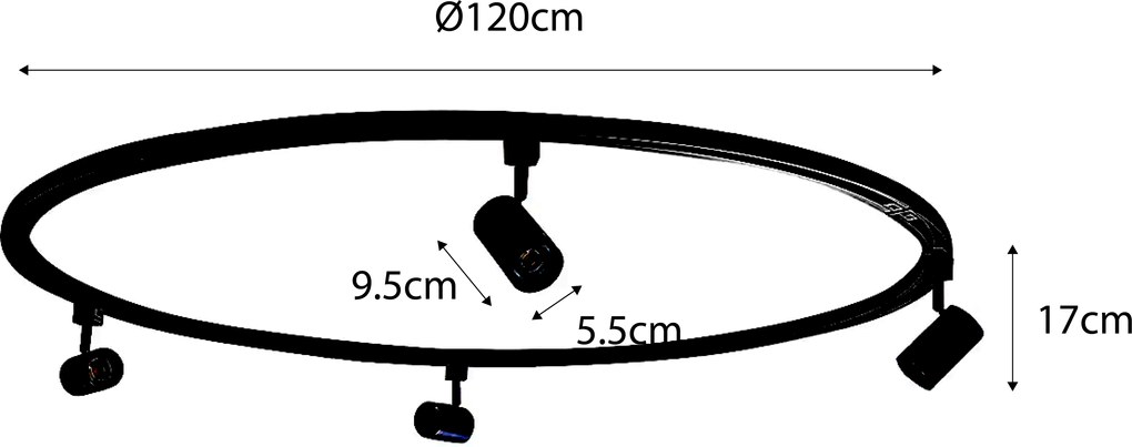 Nowoczesny system oświetlenia szynowego z 4 reflektorami białymi, 1-fazowy, okrągły - Iconic Jeana