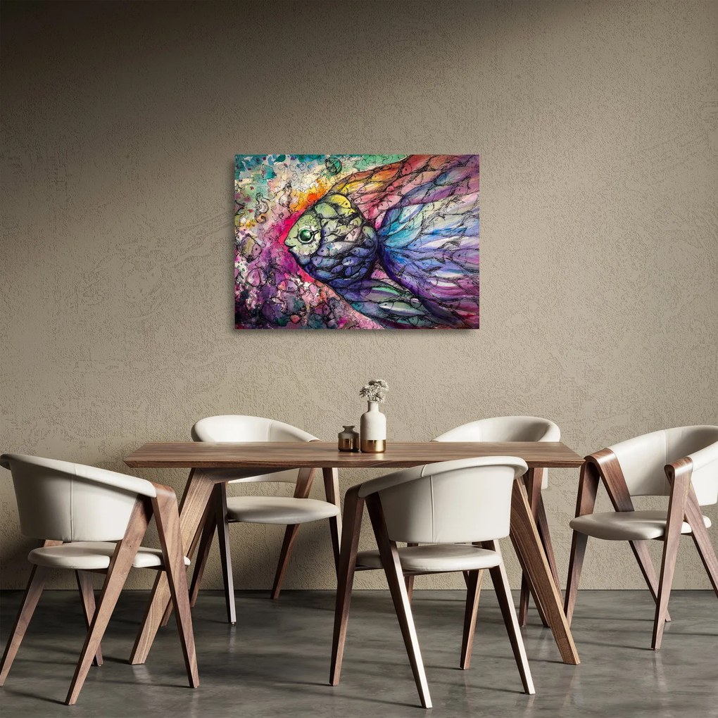 Obraz na szkle - Kolorowa rybka (70x50 cm)