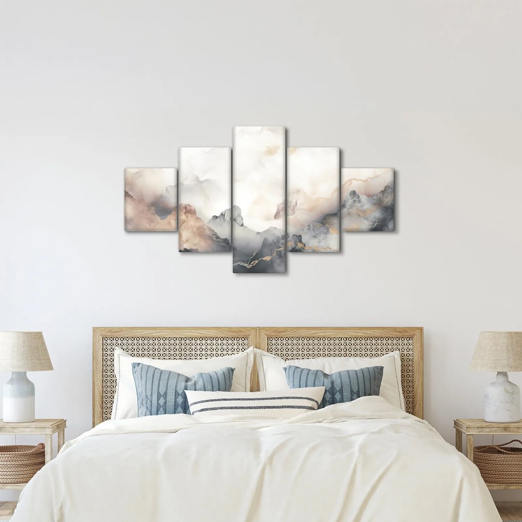 Obraz - Górska abstrakcja z teksturą marmuru (125x70 cm)