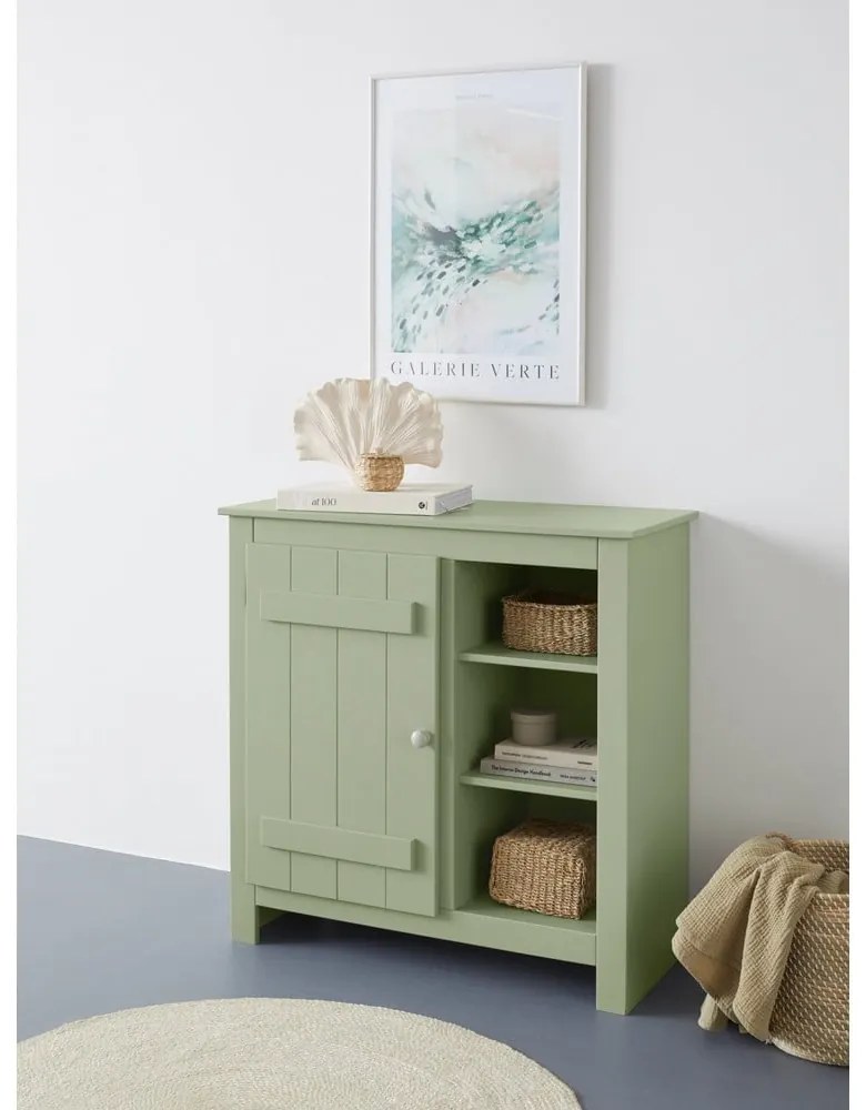 Jasnozielona szafka z litego drewna sosnowego 90x90 cm Bertram – Støraa