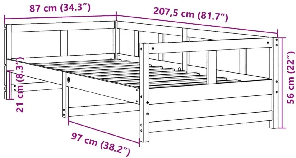 Sosnowe pojedyncze łóżko w naturalnym kolorze 80x200 F1-D60