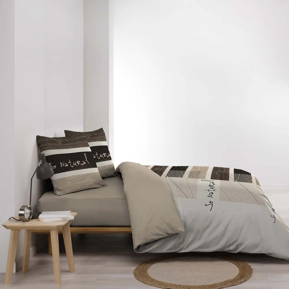 Brązowa bawełniana pościel dwuosobowa 200x200 cm So Natural – douceur d'intérieur