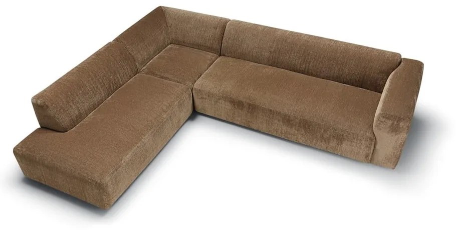 Brązowy aksamitny narożnik (lewostronny) Annie – Sits