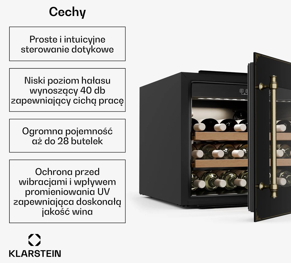 Klarstein Victoria lodówka na wino 28 butelek