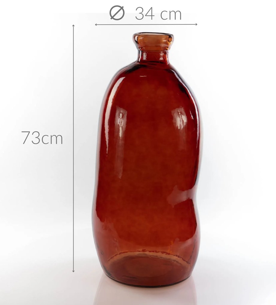 Duży wazon ze szkła z recyklingu DAME JEANNE, 73 cm