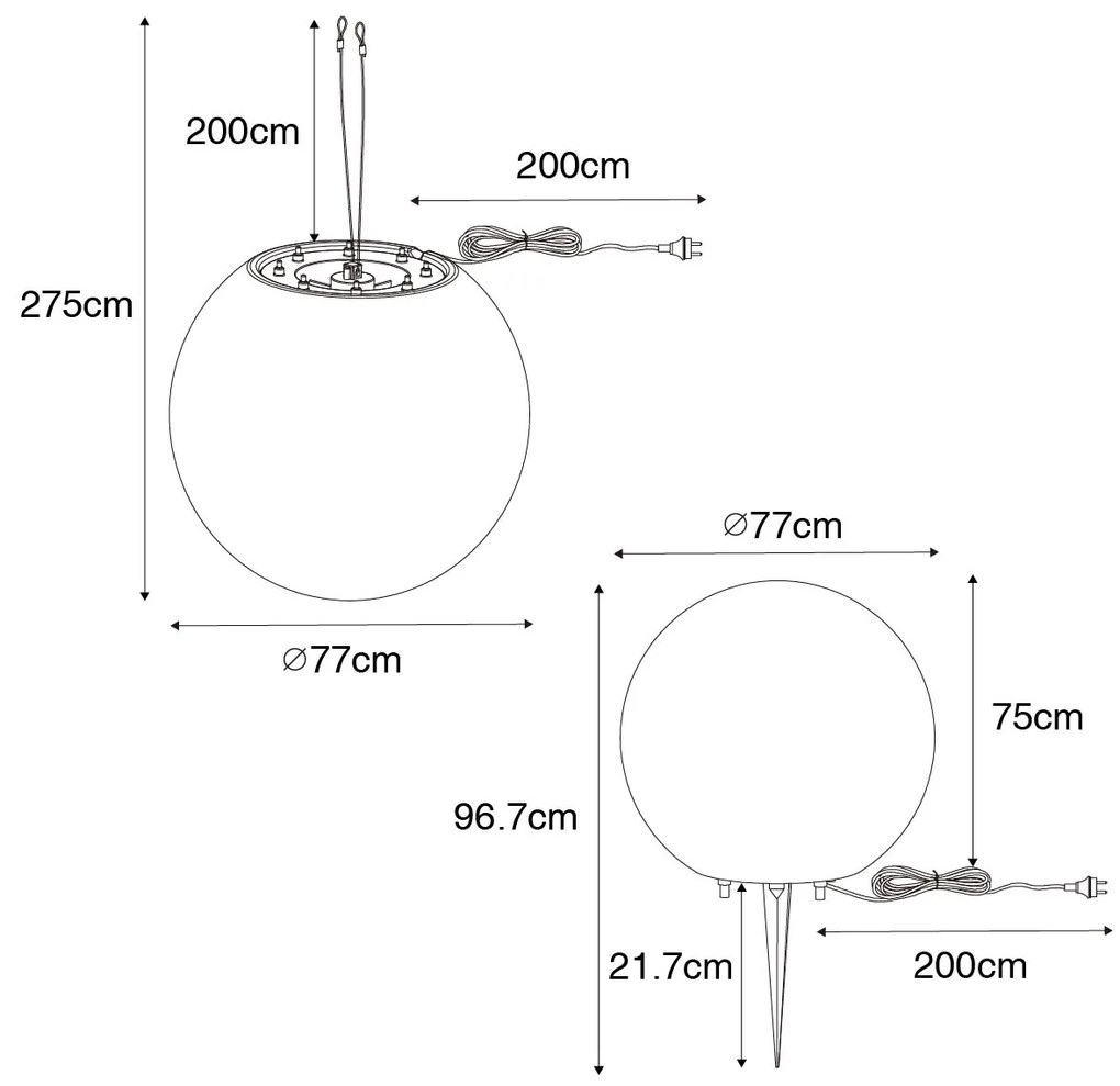 Zewnetrzna Nowoczesna lampa wisząca zewnętrzna biała 77 cm IP65 - Nura Nowoczesny Oswietlenie zewnetrzne
