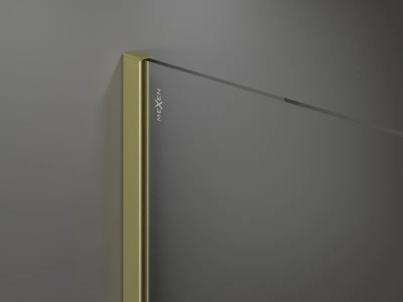 Mexen Kioto ścianka prysznicowa Walk-in 100 x 200 cm, transparent 8 mm, złota szczotkowana - 800-100-101-55-00
