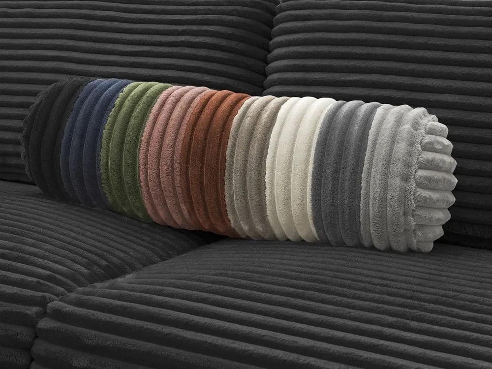 Czarna sztruksowa sofa do spania/rozkładana 220 cm Hugo – Bobochic Paris