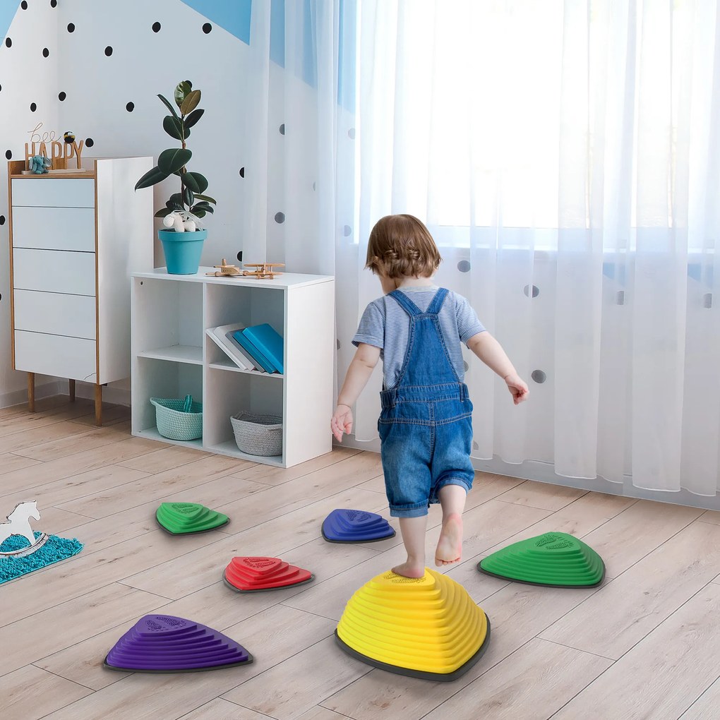 AIYAPLAY Zestaw 6 kamieni, antypоślizgowy design, do użytku wewnętrznego i zewnętrznego, łatwe do układania, kolorowe