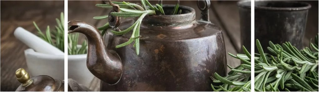 Obraz - Czajniczek z rozmarynem (170x50 cm)