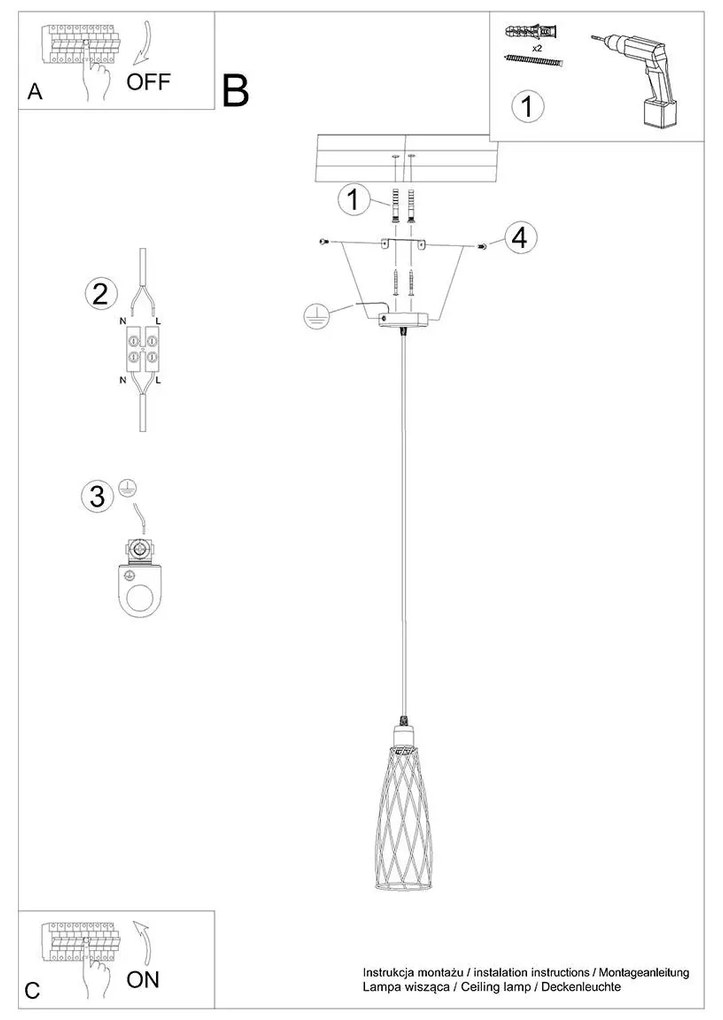 Lampa wisząca SUBA 1 czarna geometryczna SOLLUX LIGHTING