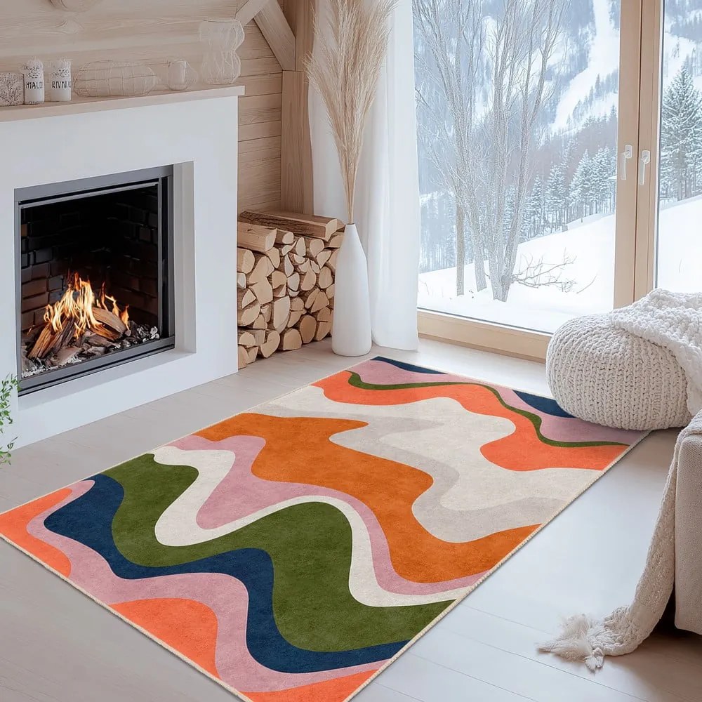 Pomarańczowy chodnik odpowiedni do prania 80x200 cm Squiggly Orange – Mila Home