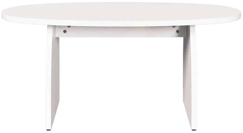 Biały owalny stolik kawowy z drewna R3-P25