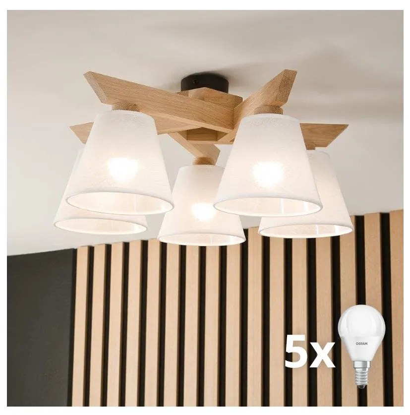 Brilagi - LED  Żyrandol natynkowy ANTHONY 5xE14/40W/230V dąb/biały