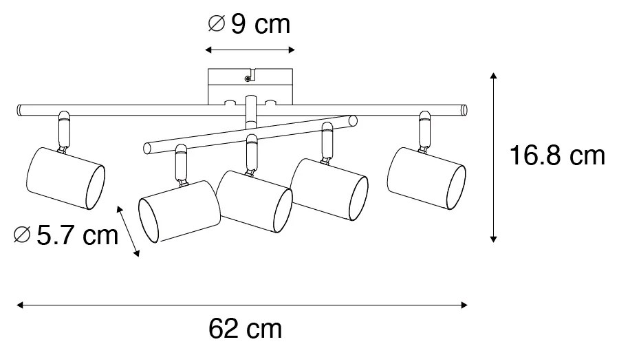 Nowoczesna lampa sufitowa brązowa, 5-punktowa, regulowana, prostokątna - Jeana Nowoczesny Oswietlenie wewnetrzne
