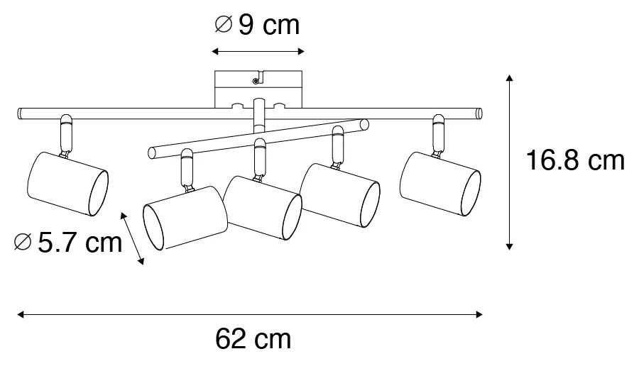 Nowoczesna lampa sufitowa brązowa 5-punktowa regulowana prostokątna - Jeana