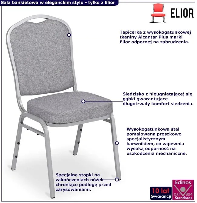Szare krzesło bankietowe stalowe L6-S63