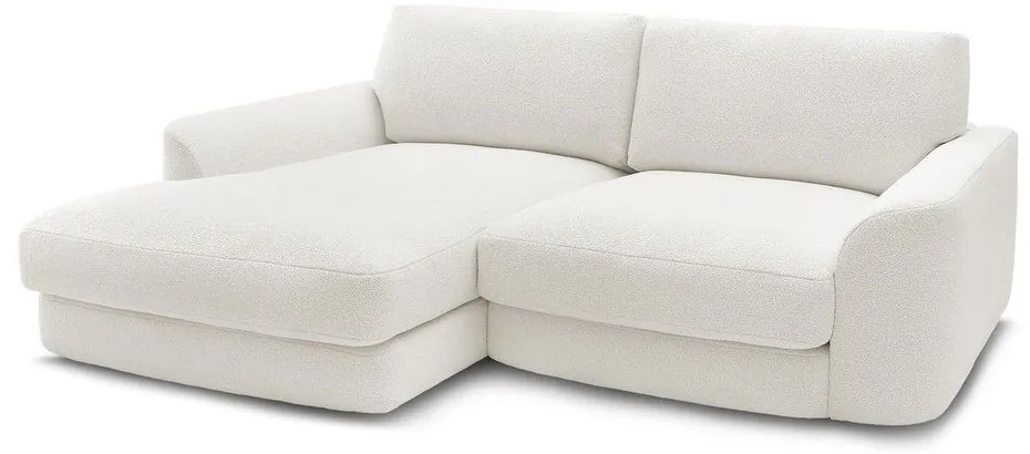 Biały narożnik z materiału bouclé (lewostronny/z szezlongiem) Leonore – Bobochic Paris