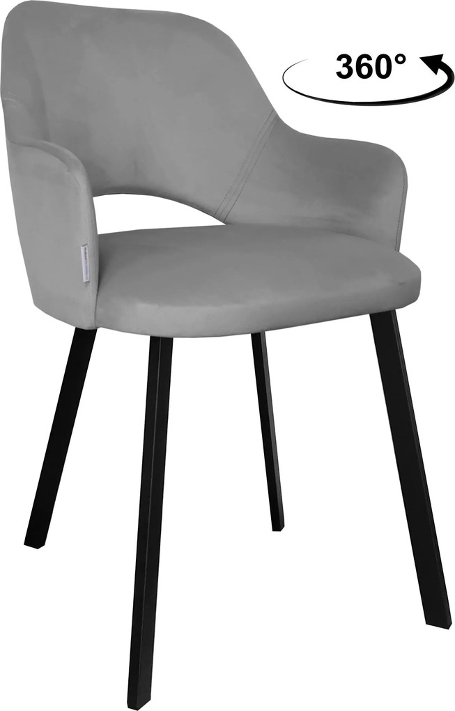 Krzesło Milano tkanina Welur noga metalowa : Kolor nogi - Czarna profil, Kolor tkaniny - VELVET - MG17, Typ siedziska - Siedzisko obrotowe 360°