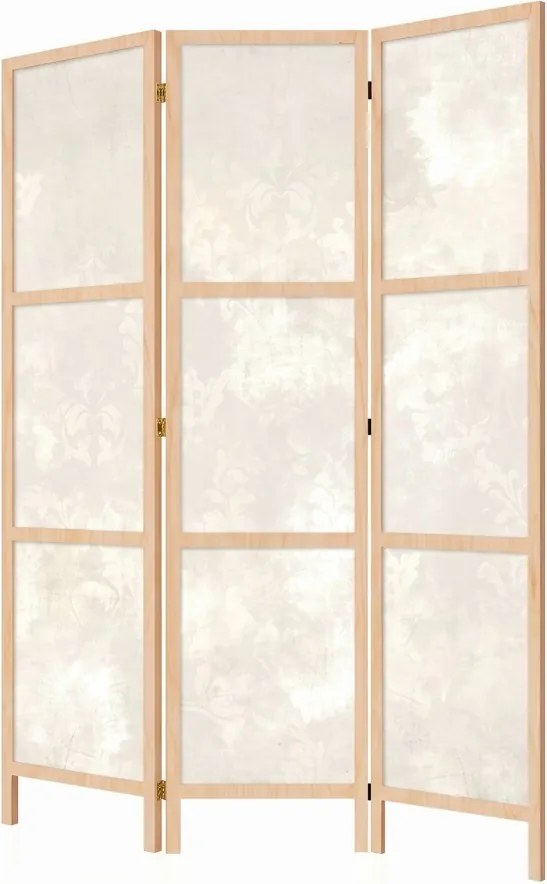 Parawan pokojowy 3-częściowy 135x172 drewniany japoński Jednostronny dekoracyjny shabby chic Kremowy