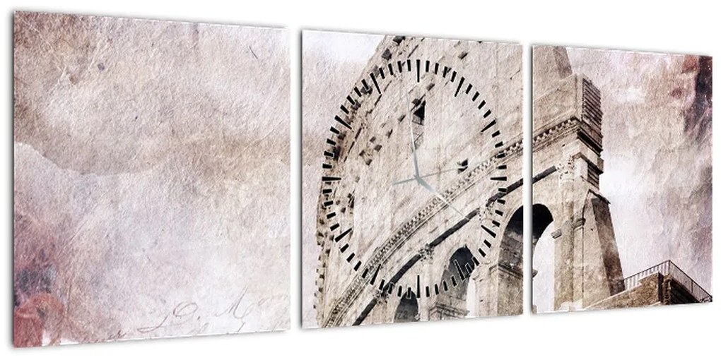 Obraz - Koloseum, Rzym, Włochy (z zegarem) (90x30 cm)