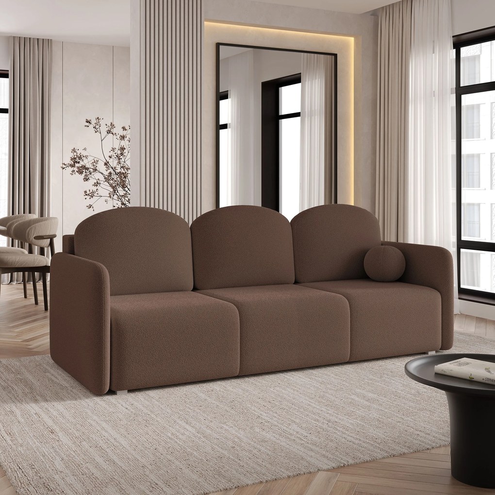 Masseno Sofa SUVI III z funkcją spania i pojemnikiem na pościel, Rozkładana sofa - Brązowy, QUELLE 25