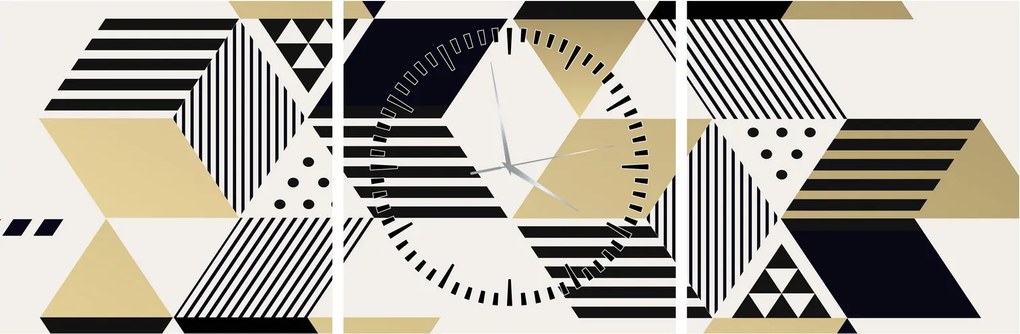 Obraz - Kształty geometryczne N⁰1 (z zegarem) (90x30 cm)