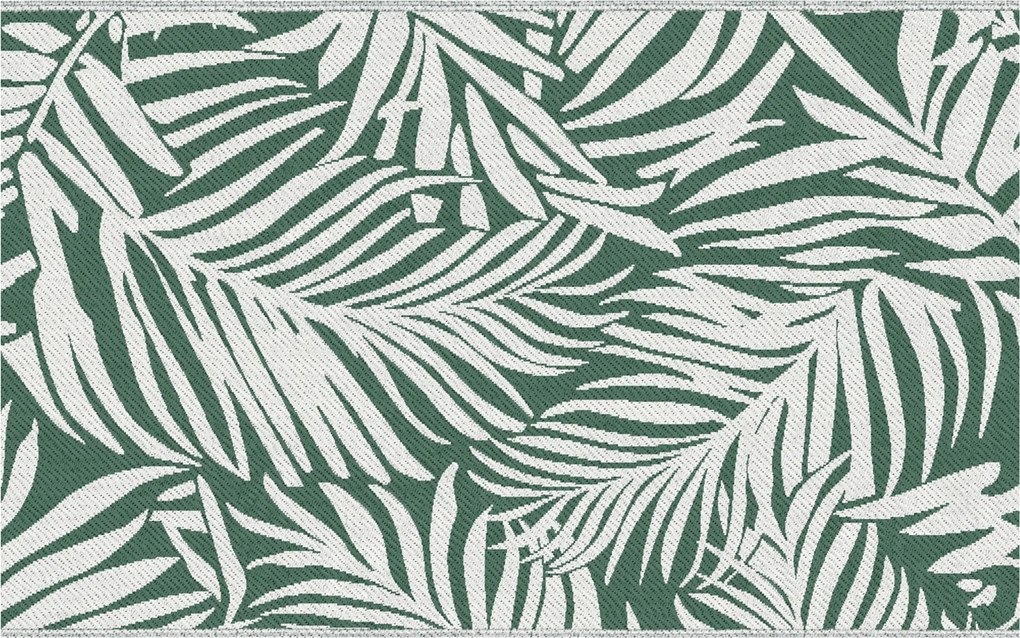 Outsunny Dywanik zewnętrzny dwustronny, odporny na warunki pogodowe, z motywem liści, 152 x 243 cm Ciemnozielony | Aosom PL