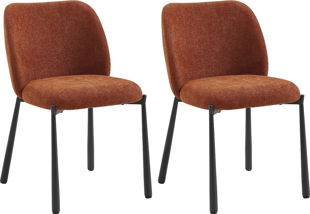 Zestaw 2 krzeseł z teksturowanej tkaniny i czarnego metalu - Terracotta - JIZAK