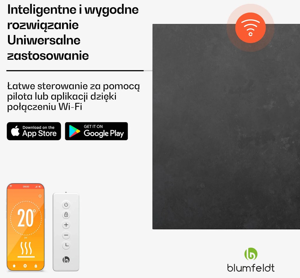 Blumfeldt HeatSquare Smart 350W 60x60cm Panel na podczerwień Antracyt