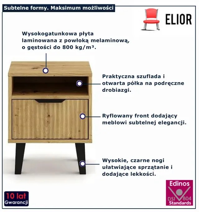 Szafka nocna na nóżkach dąb artisan - Henex 3X