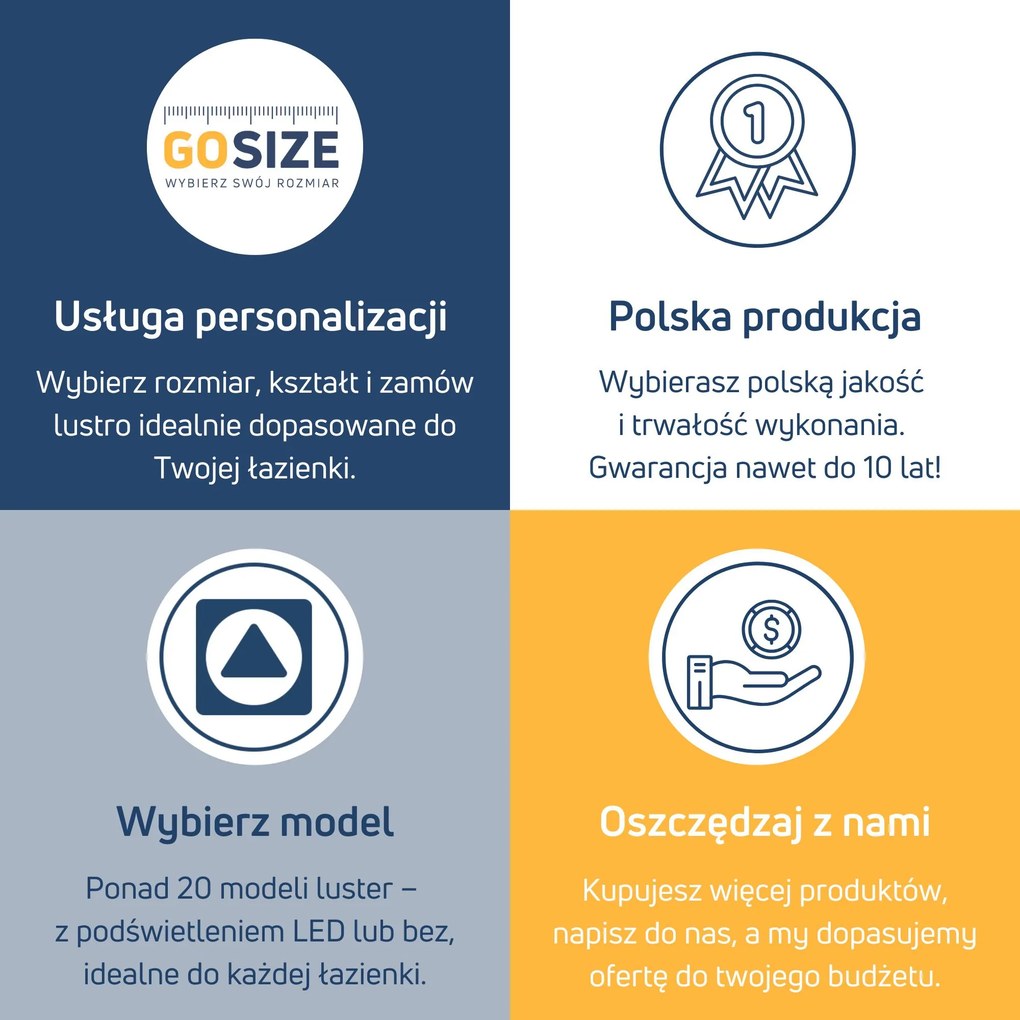 Lustro prostokątne bez ramy oszlifowane obracalne bez podświetlenia TAVA | Różne rozmiary | Różne kolory szkła : Kolor tafli szkła - Brąz, Rozmiar - 60 x 80 cm
