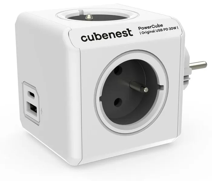 Rozgałęźnik do gniazdka 12 cm PowerCube Original USB – Cubenest