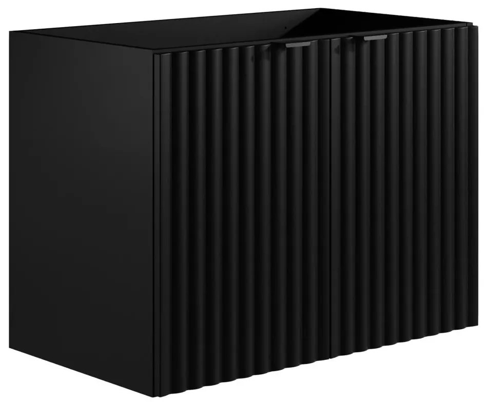 Szafka pod umywalkę wisząca ryflowana - Czarny - szer. 80 cm - ZILGA