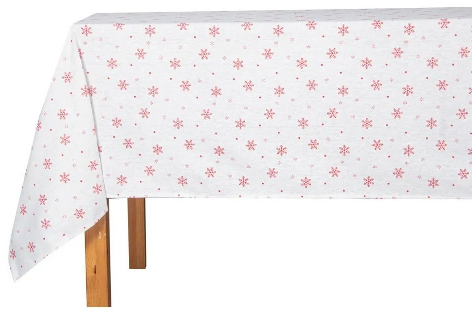 Obrus świąteczny Red Snowflakes on White, 130 x 180 cm