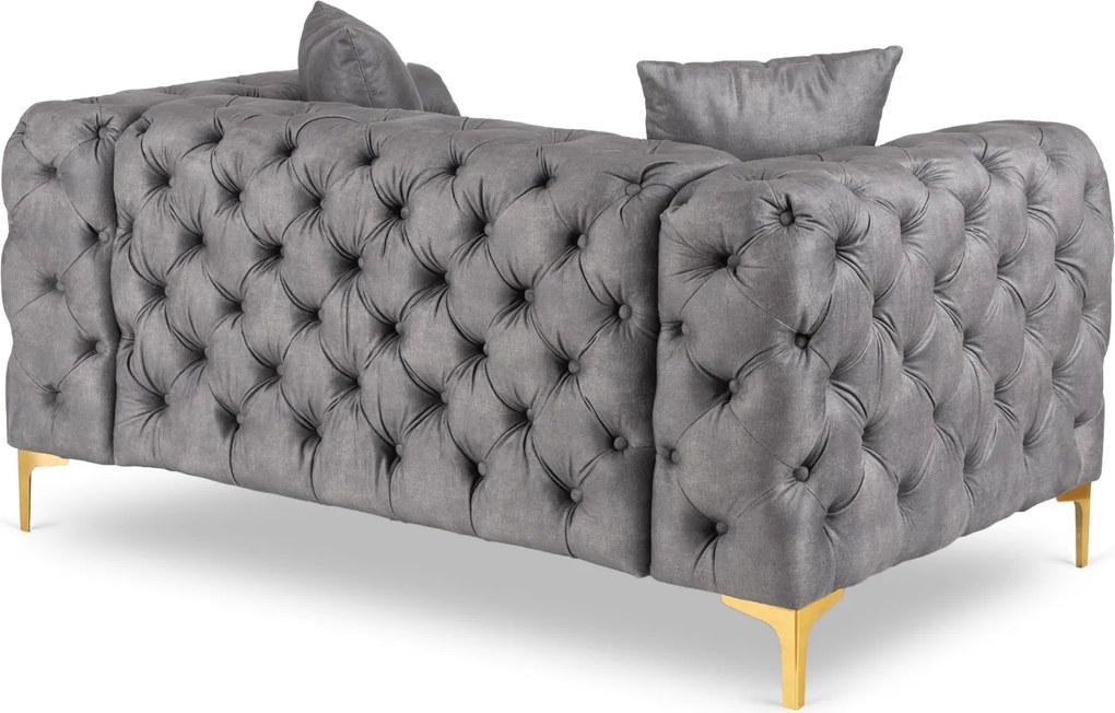 Sofa SORRENTO 2S Dwuosobowa Szara Welurowa Nowoczesna Glamour