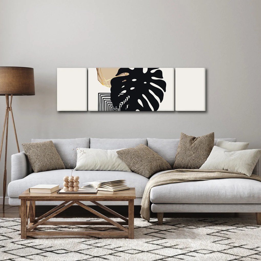 Obraz - Abstrakcja z tropikalnymi liśćmi N⁰2 (170x50 cm)