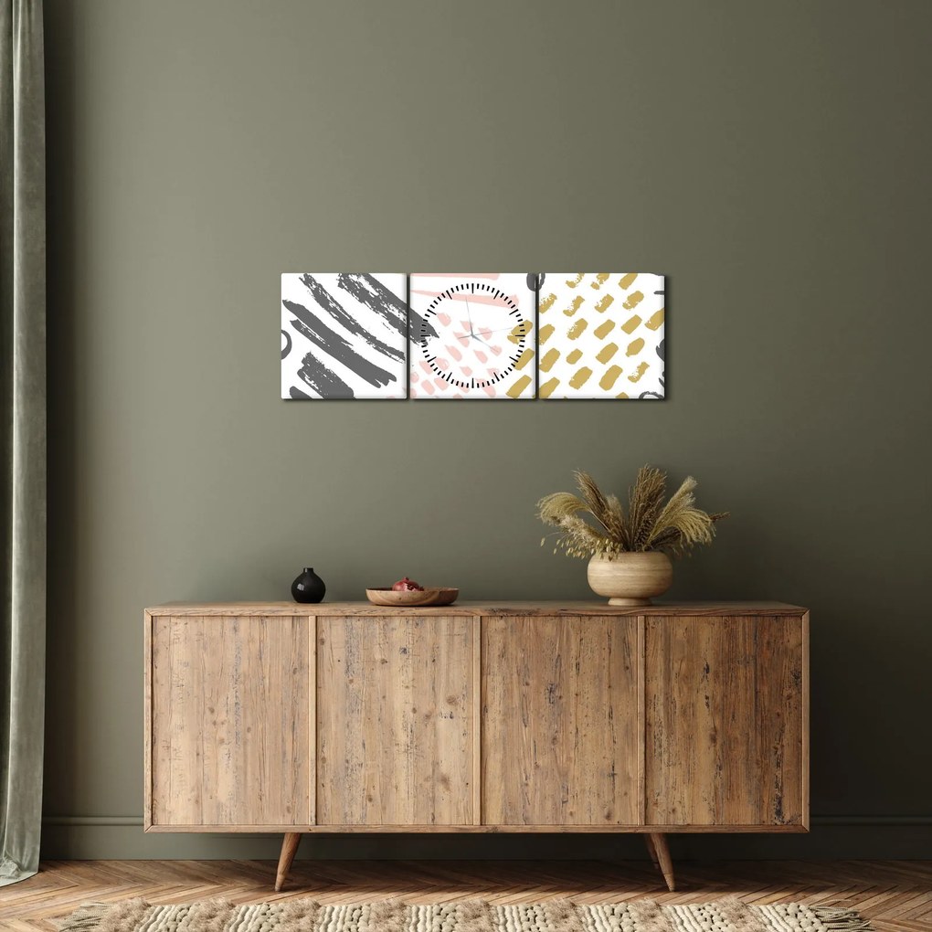 Obraz - Uderzenia abstrakcyjne (z zegarem) (90x30 cm)