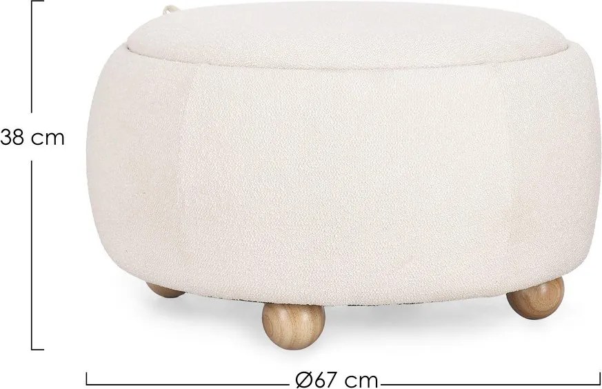 Kremowy puf z materiału bouclé Irisha – Bizzotto