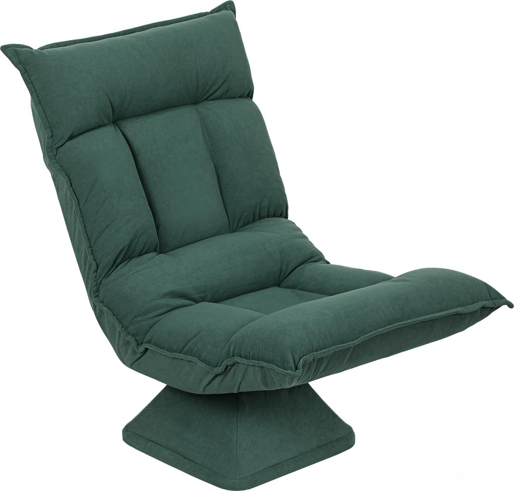 HOMCOM Nowoczesne Krzesło Podłogowe z 5-stopniową Regulacją Oparcia, Obrotowe, Zielony