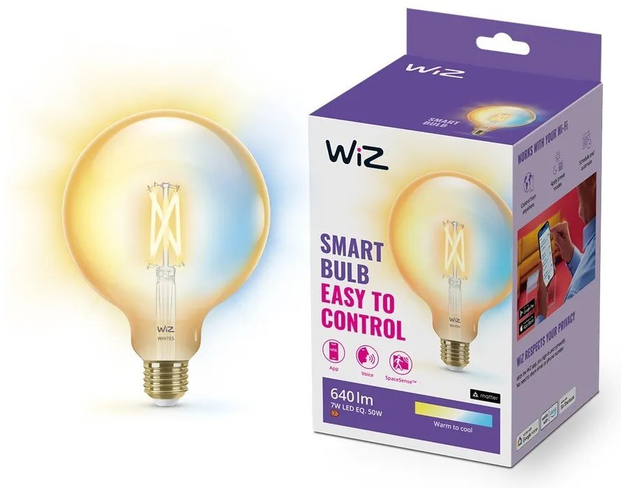 Inteligentna żarówka filamentowa z gwintem E27, 7 W – WiZ