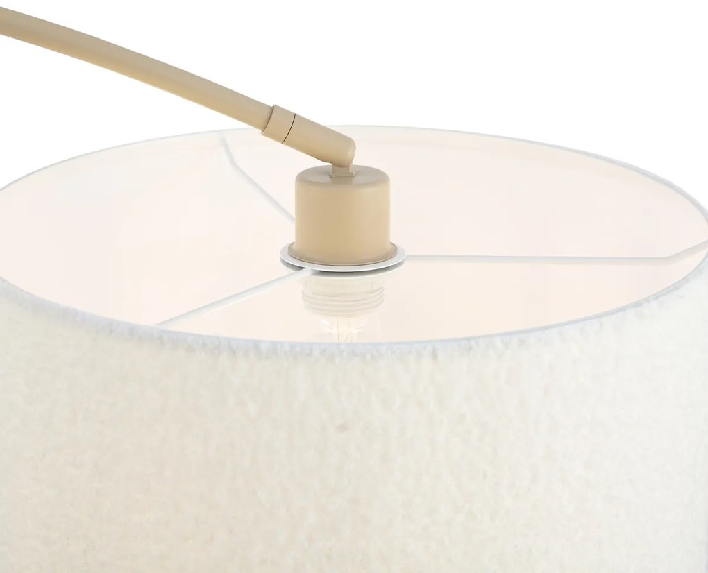 Nowoczesna lampa łukowa beżowa z abażurem z tkaniny typu teddy - Vinossa