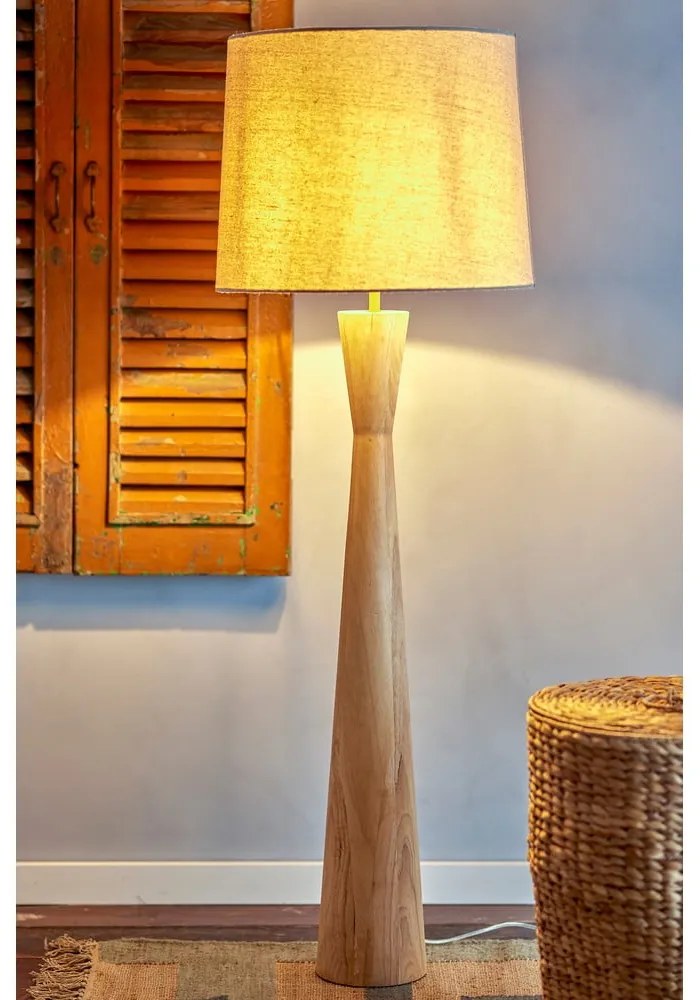 Beżowa lampa stojąca z tekstylnym kloszem (wysokość 130 cm) Leonor – Bloomingville